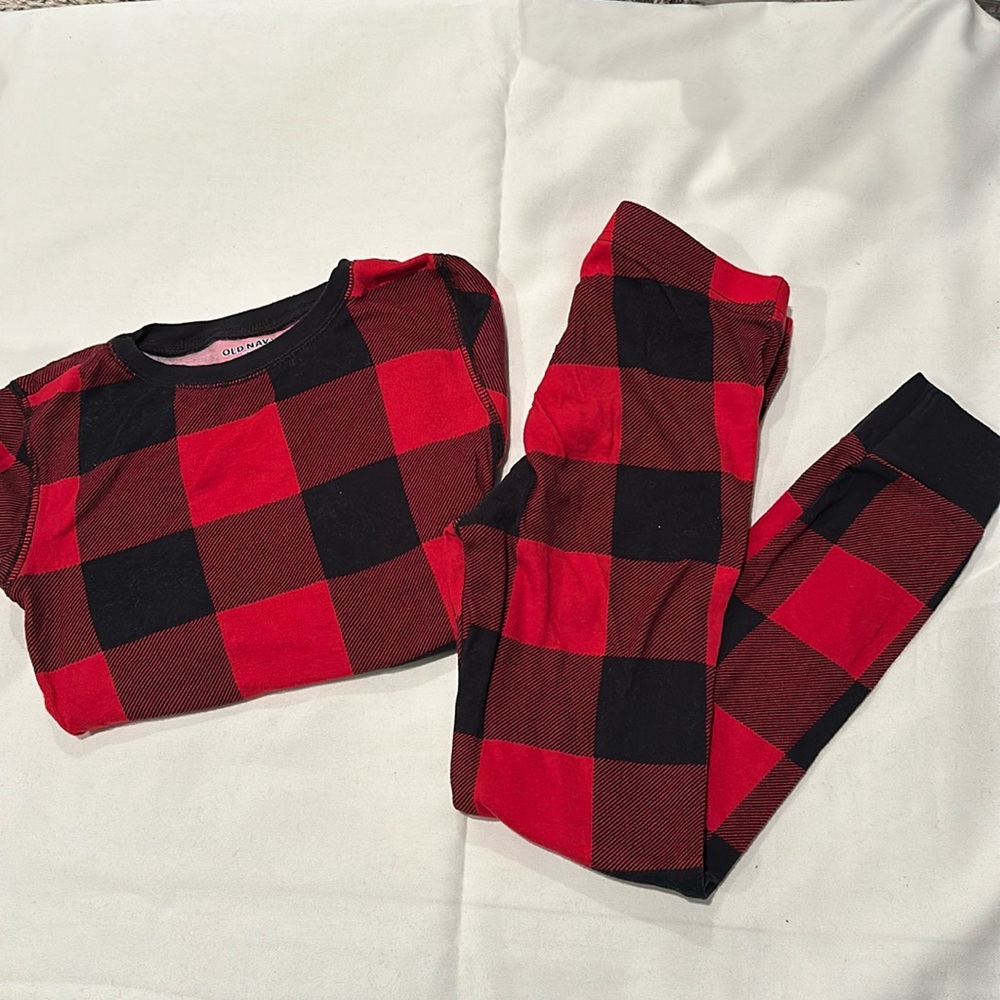 Kids red and black plaid pjs
